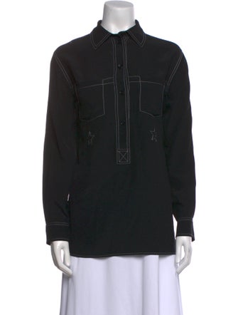 Burberry Silk Long Sleeve Button-Up Top