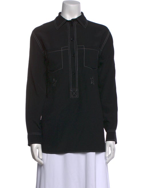 Burberry Silk Long Sleeve Button-Up Top