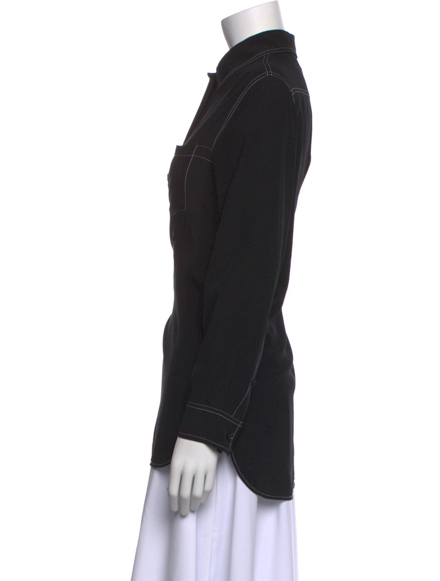 Burberry Silk Long Sleeve Button-Up Top