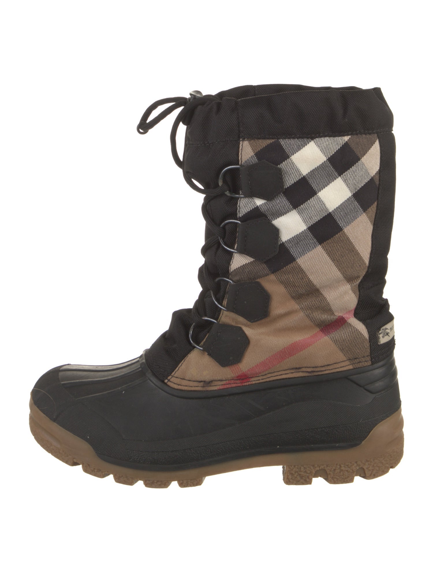 Burberry Nova Check Pattern Lace-Up Boots