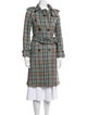 Burberry Wool Plaid Print Trench Coat