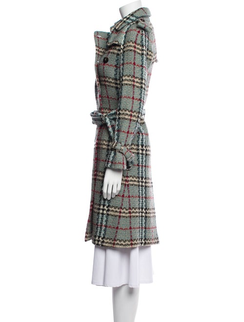 Burberry Wool Plaid Print Trench Coat