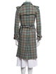 Burberry Wool Plaid Print Trench Coat