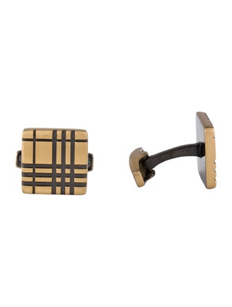Burberry Embossed Check Square Cufflink