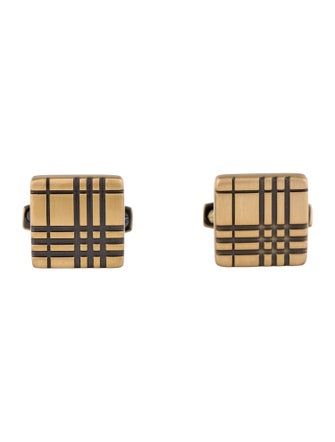Burberry Embossed Check Square Cufflink
