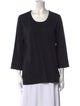 Burberry Scoop Neck Three-Quarter Sleeve Top