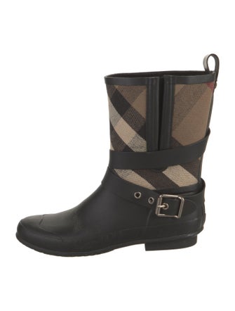 Burberry Nova Check Pattern Rubber Rain Boots