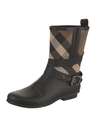 Burberry Nova Check Pattern Rubber Rain Boots