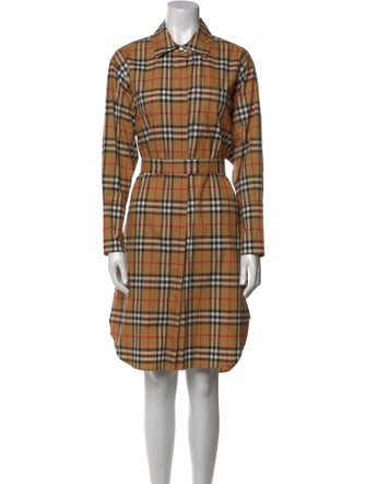 Burberry Plaid Print Knee-Length Dress