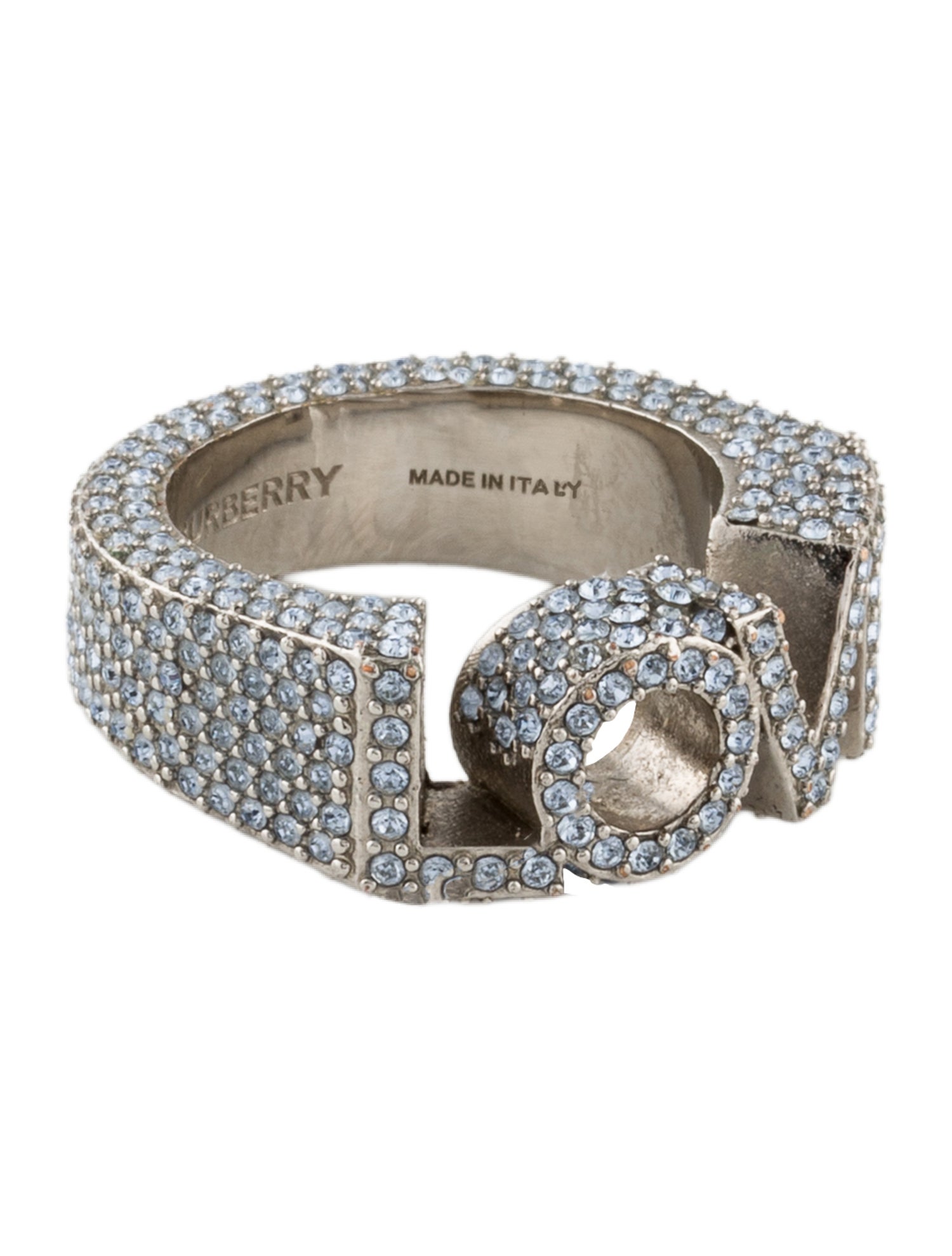 Burberry Crystal 'Love' Band Ring