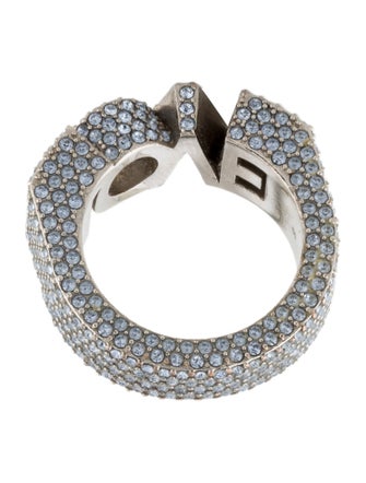 Burberry Crystal 'Love' Band Ring