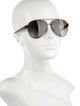 Burberry House Check Pattern Aviator Sunglasses
