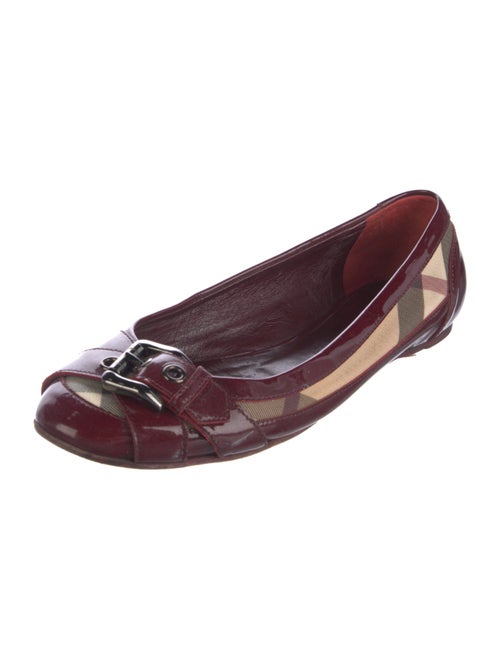 Burberry Nova Check Pattern Patent Leather Ballet Flats