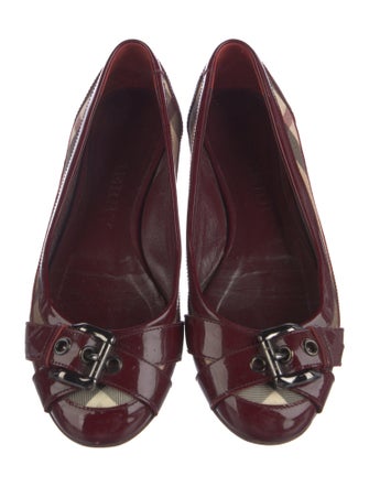 Burberry Nova Check Pattern Patent Leather Ballet Flats