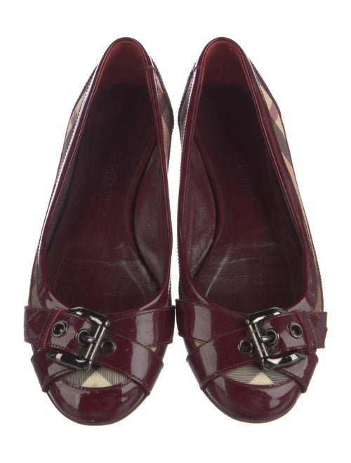 Burberry Nova Check Pattern Patent Leather Ballet Flats