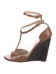Burberry Patent Leather Cutout Accent T-Strap Sandals