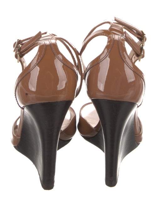 Burberry Patent Leather Cutout Accent T-Strap Sandals