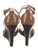 Burberry Patent Leather Cutout Accent T-Strap Sandals