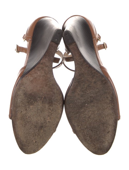 Burberry Patent Leather Cutout Accent T-Strap Sandals