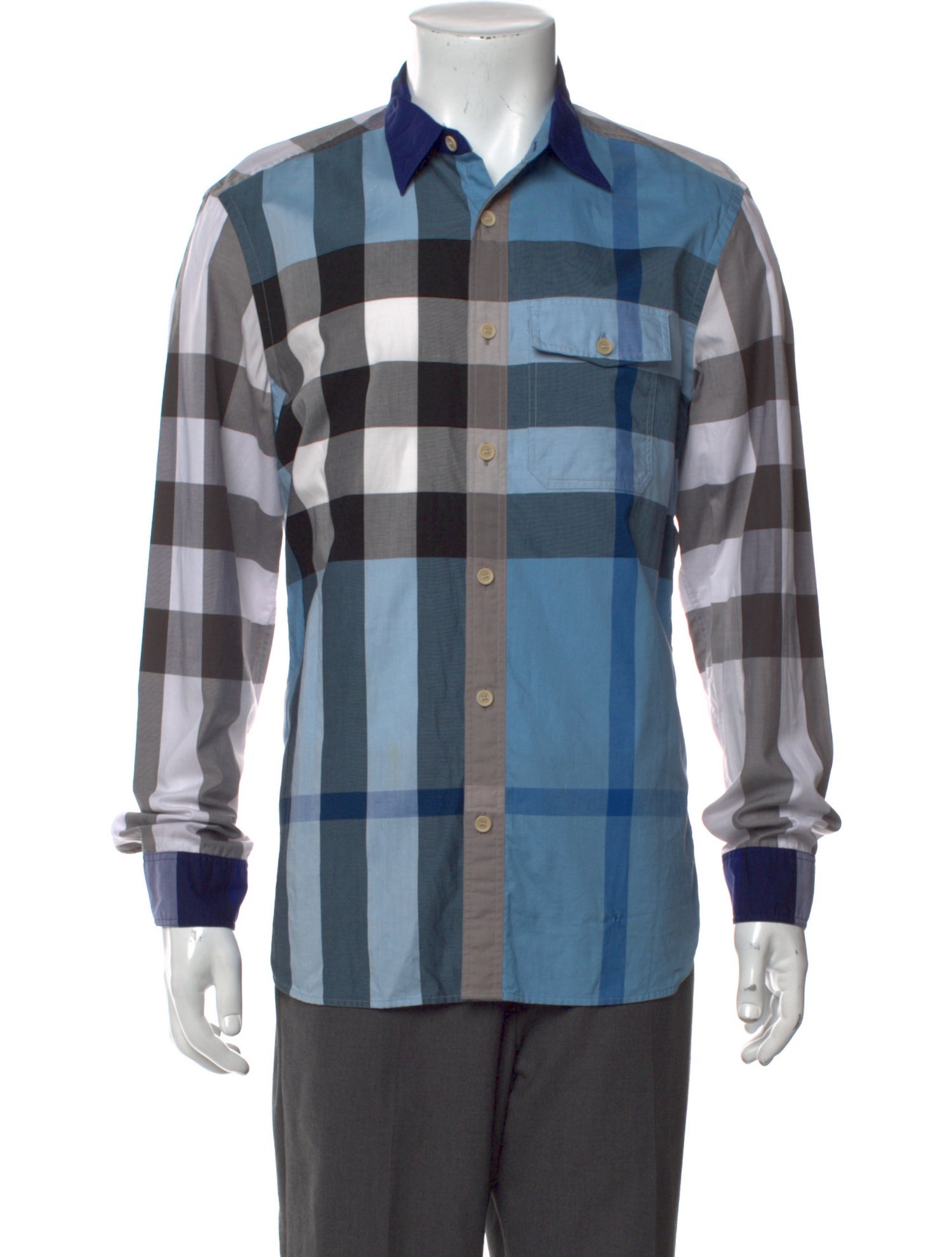 Burberry Plaid Print Long Sleeve Shirt