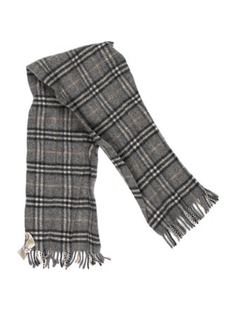 Burberry Merino Wool Plaid Print Scarf