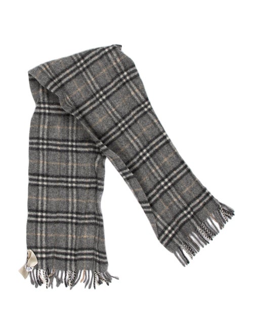 Burberry Merino Wool Plaid Print Scarf
