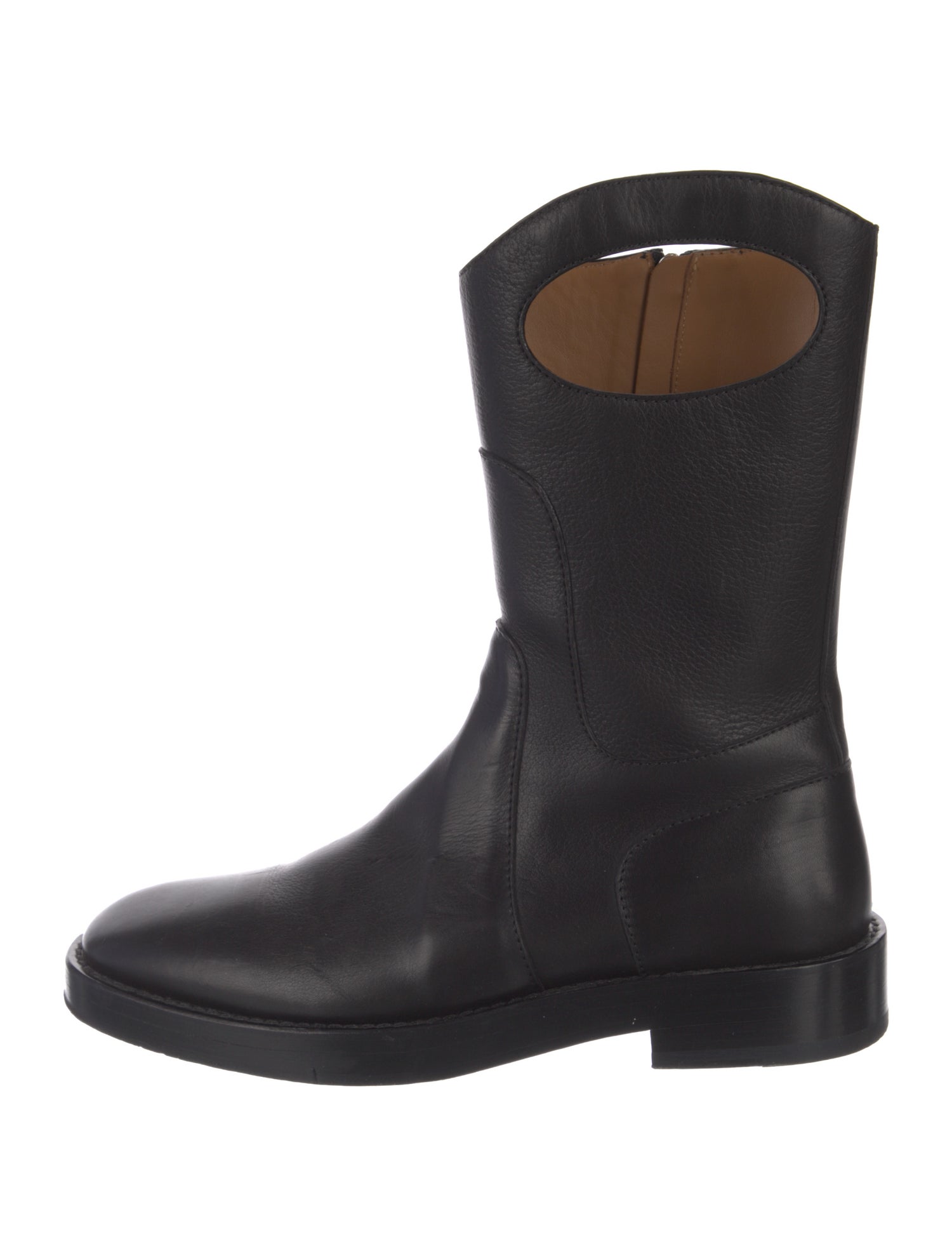 Burberry Leather Cutout Accent Western Boots