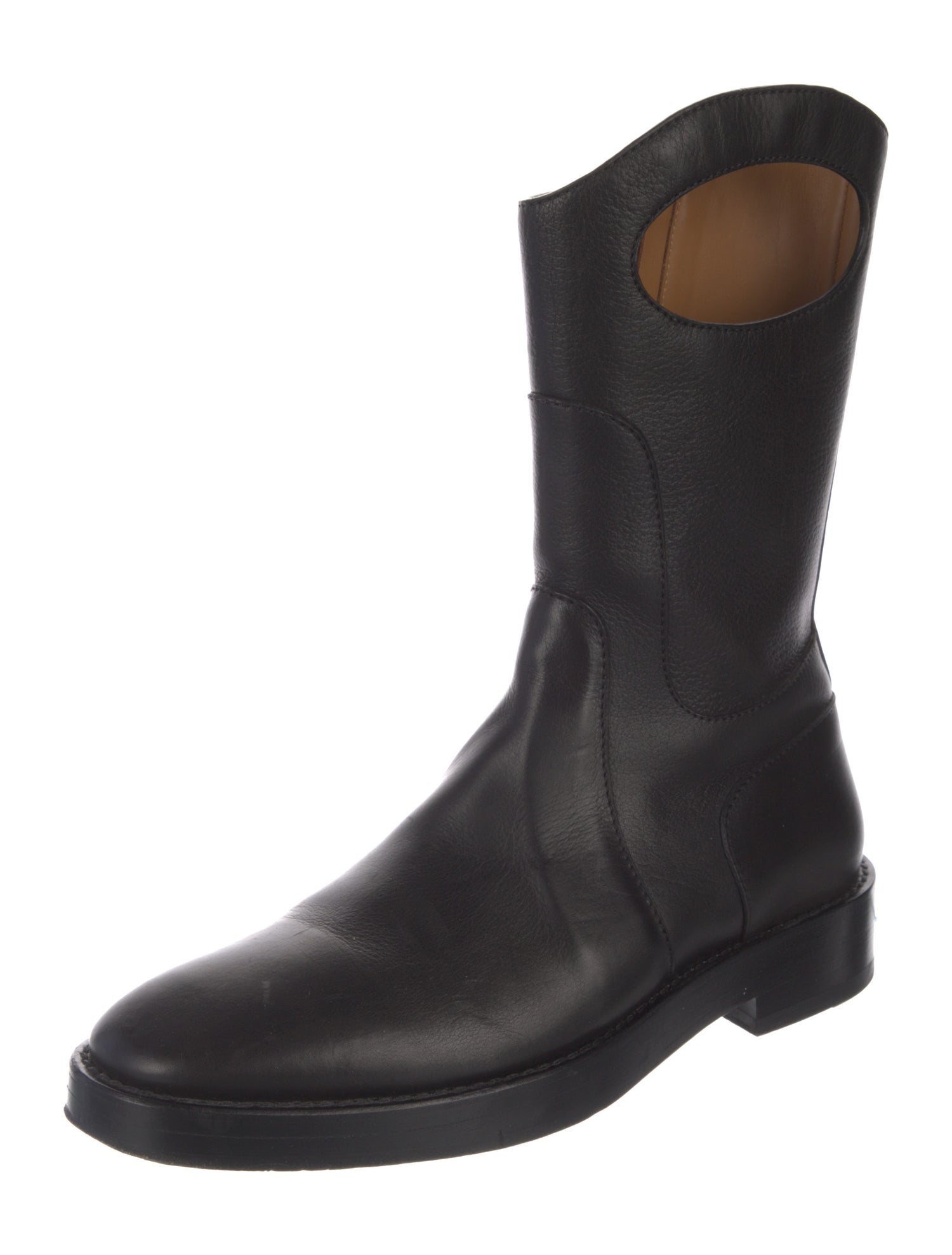 Burberry Leather Cutout Accent Western Boots