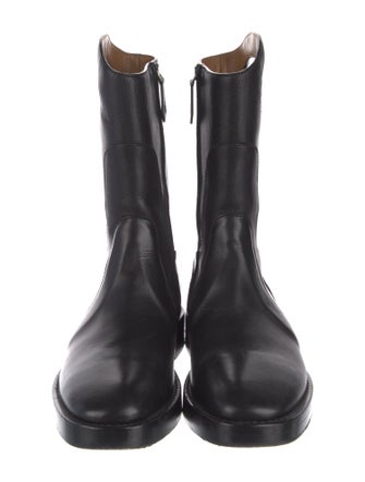 Burberry Leather Cutout Accent Western Boots