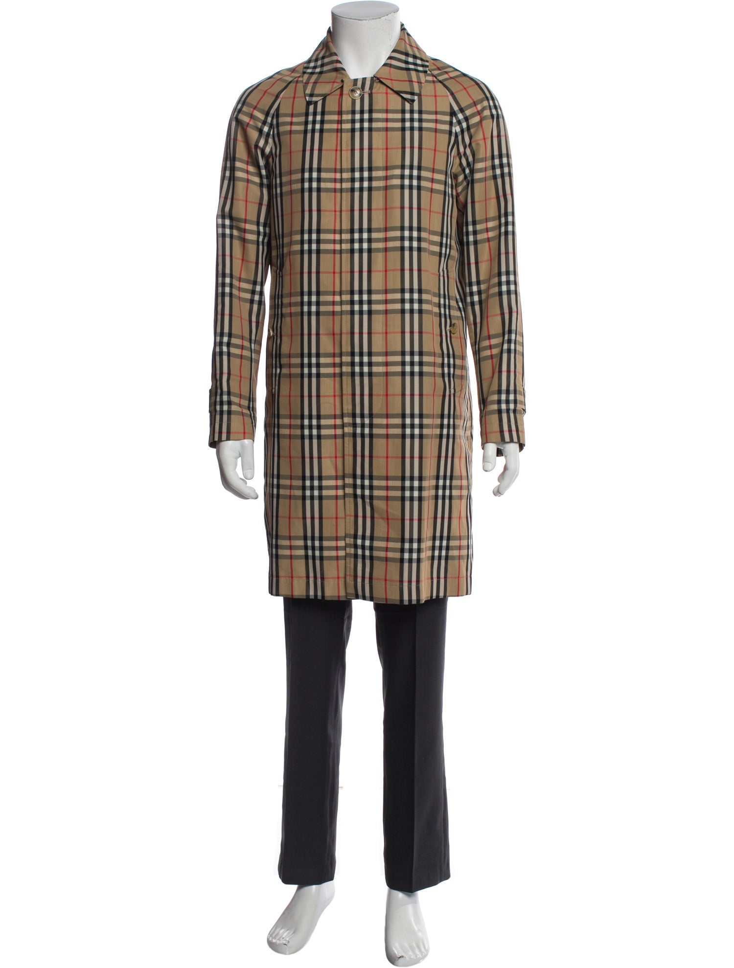 Burberry Plaid Print Overcoat