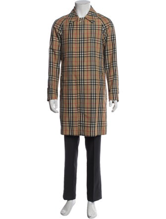 Burberry Plaid Print Overcoat