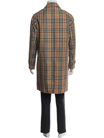 Burberry Plaid Print Overcoat