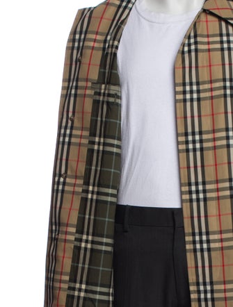 Burberry Plaid Print Overcoat