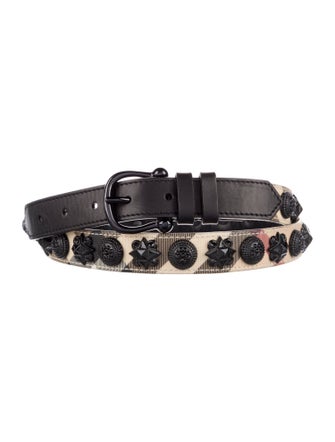 Burberry Super Nova Check Pattern Studded Accents Belt