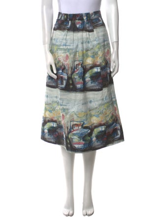 Burberry Printed Midi Length Skirt