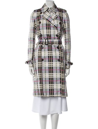 Burberry London Plaid Print Trench Coat