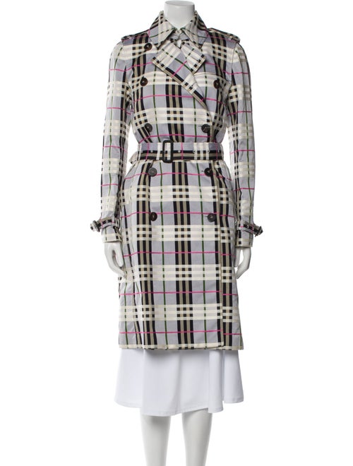Burberry London Plaid Print Trench Coat