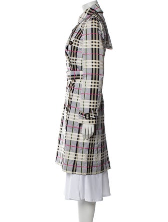 Burberry London Plaid Print Trench Coat