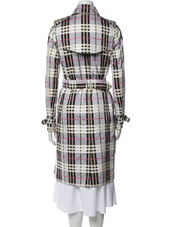 Burberry London Plaid Print Trench Coat