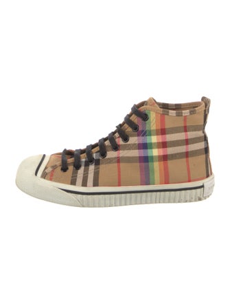 Burberry Canvas Plaid Print Sneakers
