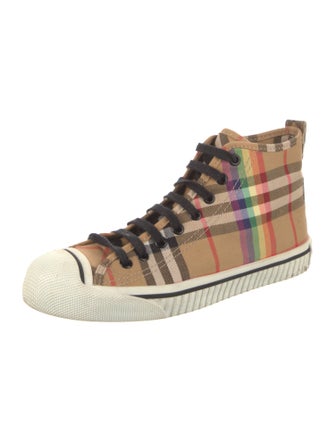 Burberry Canvas Plaid Print Sneakers