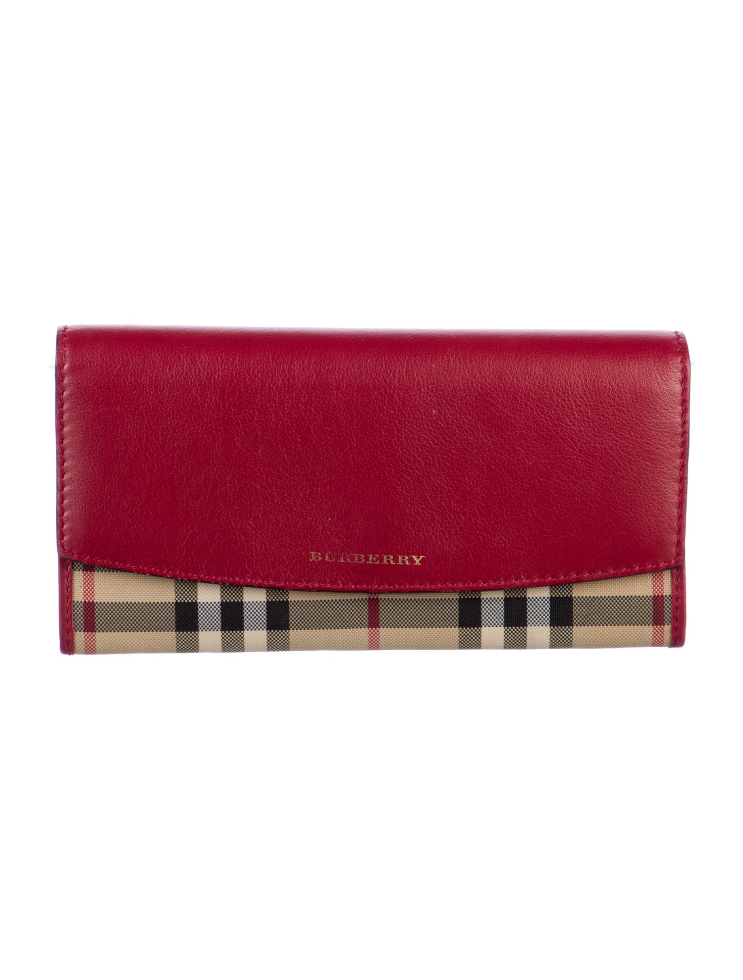 Burberry Horseferry Check Pattern Leather Continental Wallet