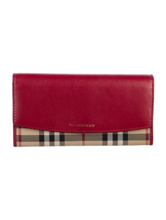 Burberry Horseferry Check Pattern Leather Continental Wallet