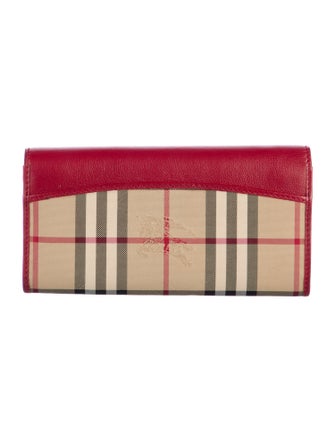 Burberry Horseferry Check Pattern Leather Continental Wallet