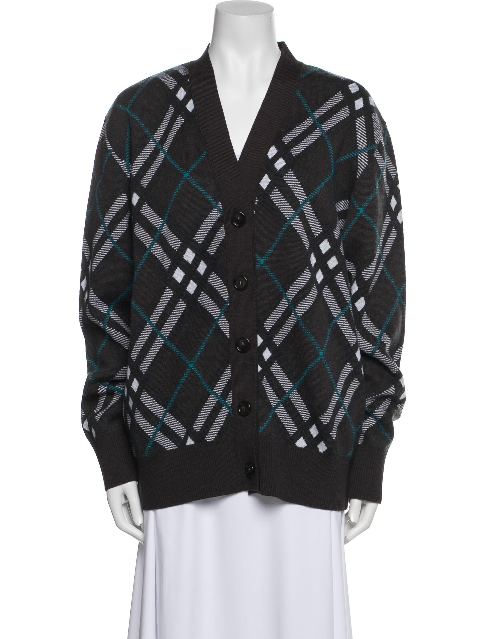 Burberry Wool Plaid Print Sweater w/ Tags