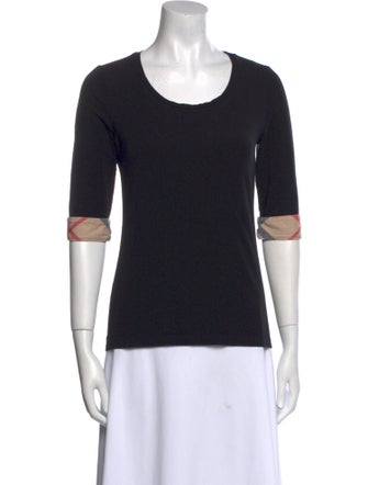 Burberry Scoop Neck Three-Quarter Sleeve T-Shirt