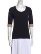 Burberry Scoop Neck Three-Quarter Sleeve T-Shirt