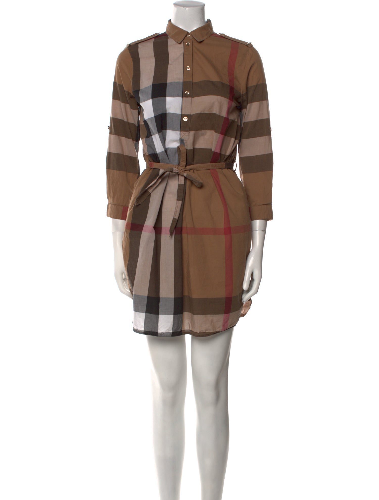 Burberry Plaid Print Knee-Length Dress