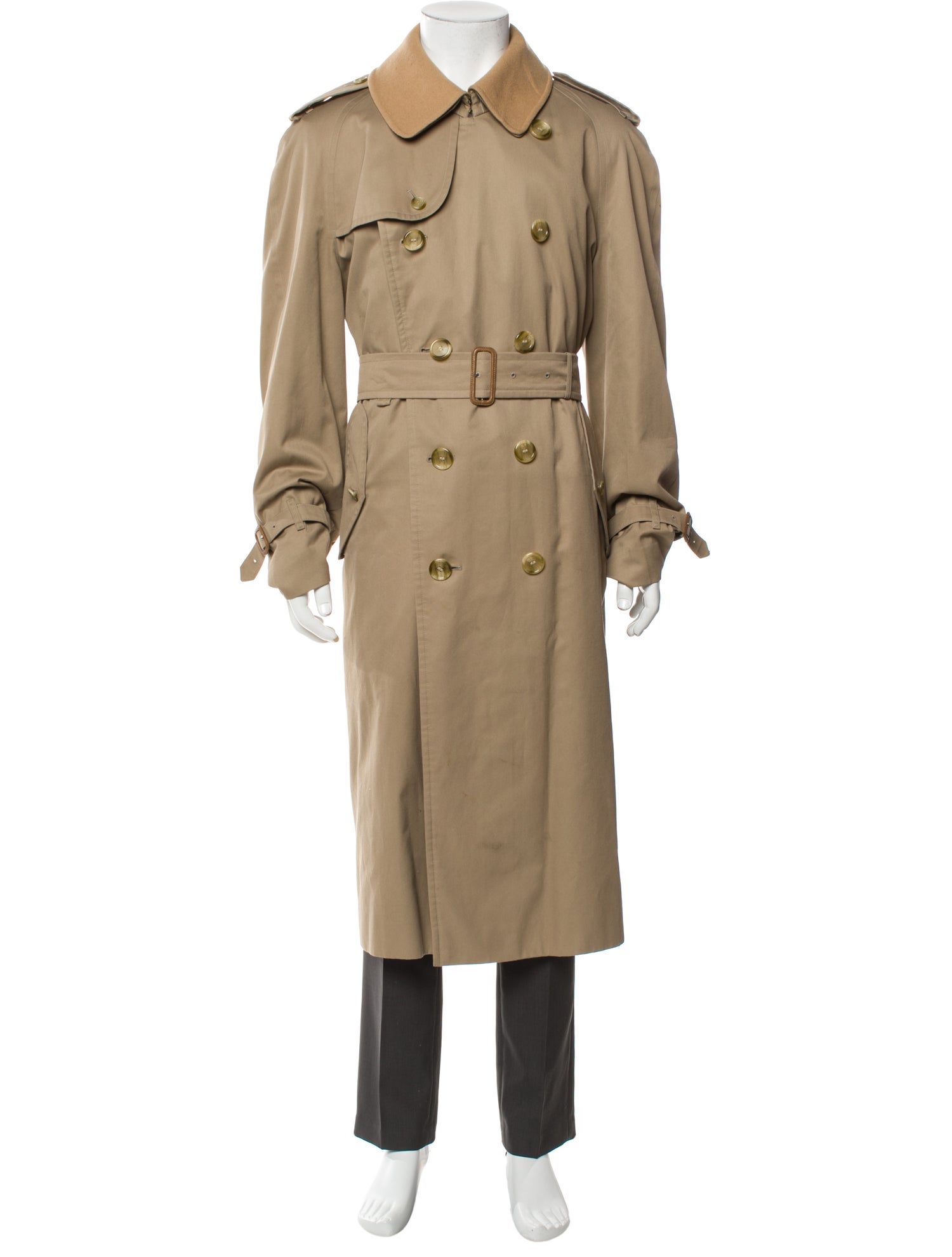 Burberry House Check Pattern Wool Trench Coat