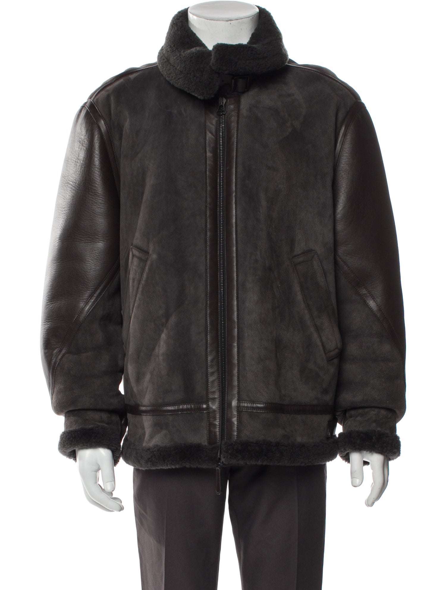 Burberry London House Check Pattern Shearling Moto Jacket